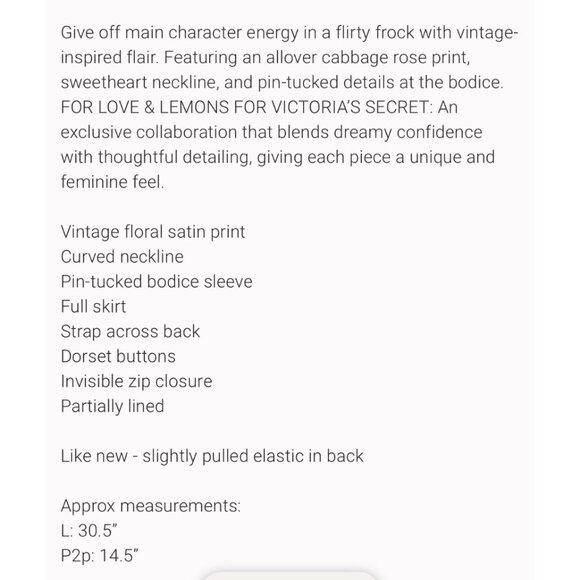 For Love & Lemons For Victorias Secret Floral Empire Waist Dress M $254 MSRP NWT - Picture 10 of 11